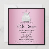 ピンクブラックドレスシューズピンクブラックベビーガールシャワー 招待状 (裏面)