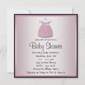 ピンクブラックドレスシューズピンクブラックベビーガールシャワー 招待状 (裏面)