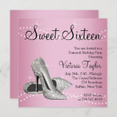 ピンクブラックハイヒールスイーツ16パーティー 招待状 (正面/裏面)