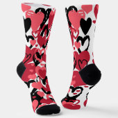 ピンクブラックハートソックス ソックス (傾斜あり)