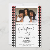 ピンクブラックハートフレンド写真ガレンティンの日 招待状 (正面)