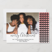ピンクブラックハートメリークリスマスフォトカード (正面)