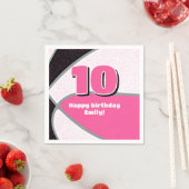 ピンクブラックバスケットボールガールズスポーツお祝い スタンダードカクテルナプキン (インサイチュ)