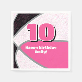 ピンクブラックバスケットボールガールズスポーツお祝い スタンダードカクテルナプキン