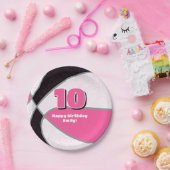 ピンクブラックバスケットボールガールズスポーツパーティー ペーパープレート (パーティー)