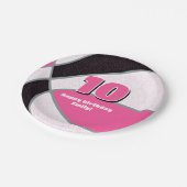 ピンクブラックバスケットボールガールズスポーツパーティー ペーパープレート (アングル)