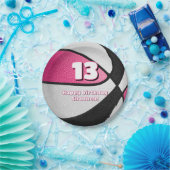 ピンクブラックバスケットボールガールズスポーツパーティー ペーパープレート (パーティー)