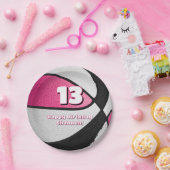 ピンクブラックバスケットボールガールズスポーツパーティー ペーパープレート (パーティー)