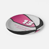 ピンクブラックバスケットボールガールズスポーツパーティー ペーパープレート (アングル)