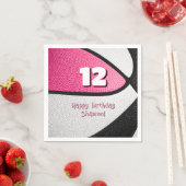 ピンクブラックバスケットボールガールズバースデースポーツパーティー スタンダードカクテルナプキン (インサイチュ)