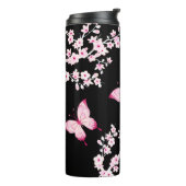 ピンクブラックバタフライとさくらんぼの花  タンブラー (回転左)