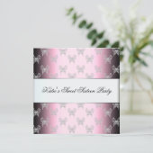 ピンクブラックバタフライSweet sixteenパーティー 招待状 (スタンド正面)