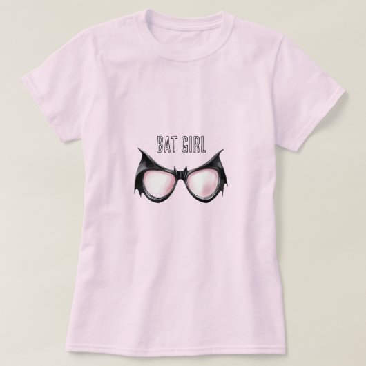 ピンクブラックバットガールグラス Tシャツ (デザイン正面)