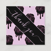 ピンクブラックバラドリップハロウィーンありがとう スクエア名刺 (正面)