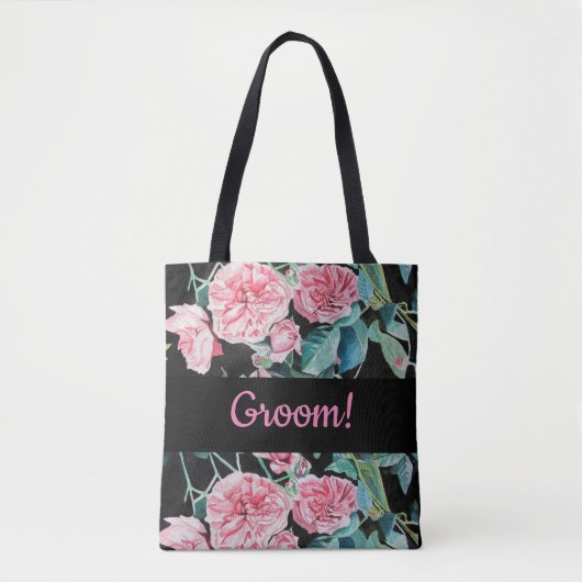 ピンクブラックバラバラグ結婚ルームズマントートバッグ トートバッグ (正面)