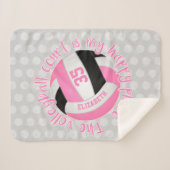 ピンクブラックバレーボールコートは私の幸せな場所だ シェルパブランケット (正面(横))