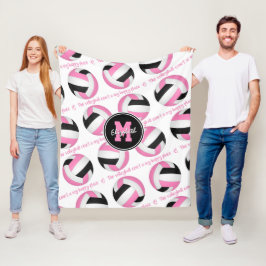 ピンクブラックバレーボールコートは私の幸せな場所である フリースブランケット