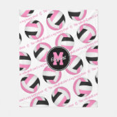 ピンクブラックバレーボールコートは私の幸せな場所である フリースブランケット (正面)