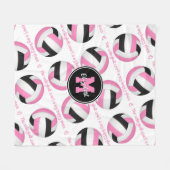 ピンクブラックバレーボールコートは私の幸せな場所である フリースブランケット (正面(横))