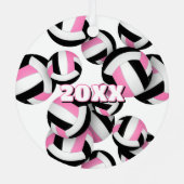 ピンクブラックバレーボールwアスリート名keepsake メタルオーナメント (裏面)