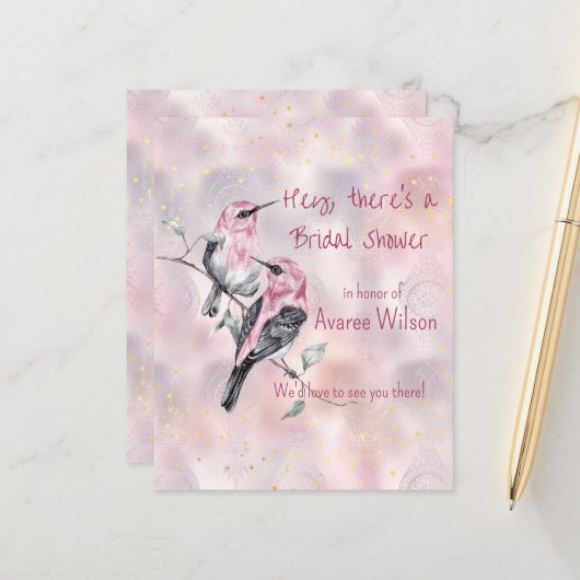 ピンクブラックバードブライダルシャワー (正面/裏面インサイチュ)