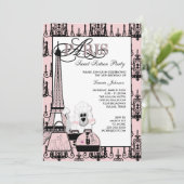 ピンクブラックパリシャンデリアスウィート16パーティー 招待状 (スタンド正面)