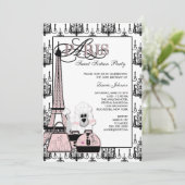 ピンクブラックパリシャンデリアSweet sixteenパーティー 招待状 (スタンド正面)