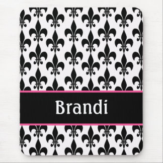 ピンクブラックパーソナライズされた（紋章の）フラ・ダ・リ マウスパッド