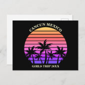 ピンクブラックパームツリーズトロピカルビーチバケーション ポストカード (正面/裏面)