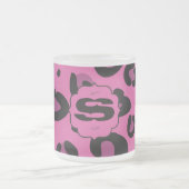 ピンクブラックヒョウすりガラスのコーヒーマグカップ フロストグラスマグカップ (中央)