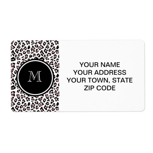 ピンクブラックヒョウアニマルプリントウィズモノグラム ラベル (正面)