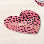 ピンクブラックヒョウ印刷抽象芸術 ペーパーコースター (アングル)