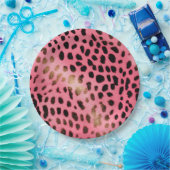 ピンクブラックヒョウ印刷抽象芸術 ペーパープレート (パーティー)