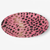 ピンクブラックヒョウ印刷抽象芸術 ペーパープレート (アングル)