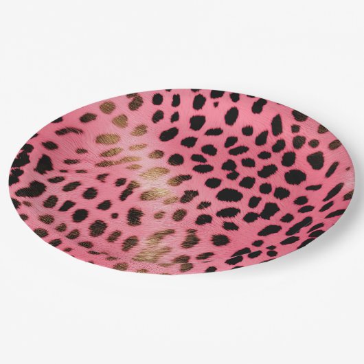 ピンクブラックヒョウ印刷抽象芸術 ペーパープレート (アングル)