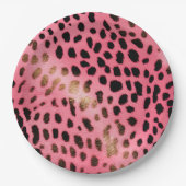 ピンクブラックヒョウ印刷抽象芸術 ペーパープレート (正面)