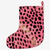 ピンクブラックヒョウ印刷抽象芸術 ラージクリスマスストッキング (裏面)