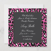 ピンクブラックヒョウ赤ちゃんガールフォト誕生 案内状 (裏面)