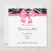 ピンクブラックピンクゼブラパーティの招待状テンプレート 招待状 (裏面)