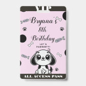 ピンクブラックフィッシュボーンズ子犬誕生日VIPパス バッジ (Back)