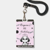 ピンクブラックフィッシュボーンズ子犬誕生日VIPパス バッジ (Back with Lanyard)