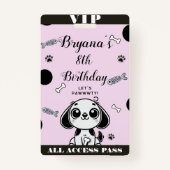 ピンクブラックフィッシュボーンズ子犬誕生日VIPパス バッジ (裏面)