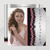 ピンクブラックフォトキンセアニェラ 招待状 (正面/裏面)