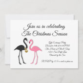 ピンクブラックフラミンゴスクリスマスパーティの招待状 招待状 (正面)
