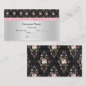 ピンクブラックフローラエレガントセミグロス事業 名刺 (正面/裏面)
