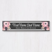 ピンクブラックフローラオフィスドアシンボルや象徴名プレート サインプレート (正面)