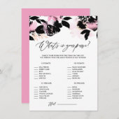 ピンクブラックフローラハンドバッグシャワーゲームの内容 エンクロージャーカード (正面/裏面)