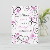 ピンクブラックフローラブライダルルンチョン招待状カード 招待状 (スタンド正面)