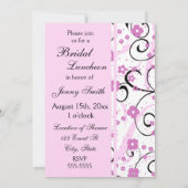ピンクブラックフローラブライダルルンチョン招待状カード 招待状 (裏面)