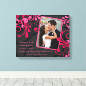 ピンクブラックフローラ結婚の写真テンプレートキャンバス キャンバスプリント (インサイチュ (ウッドフロア))